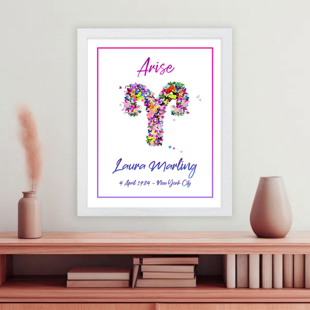 Aries horoscope (astrology) sign poster white frame Ceres collection
