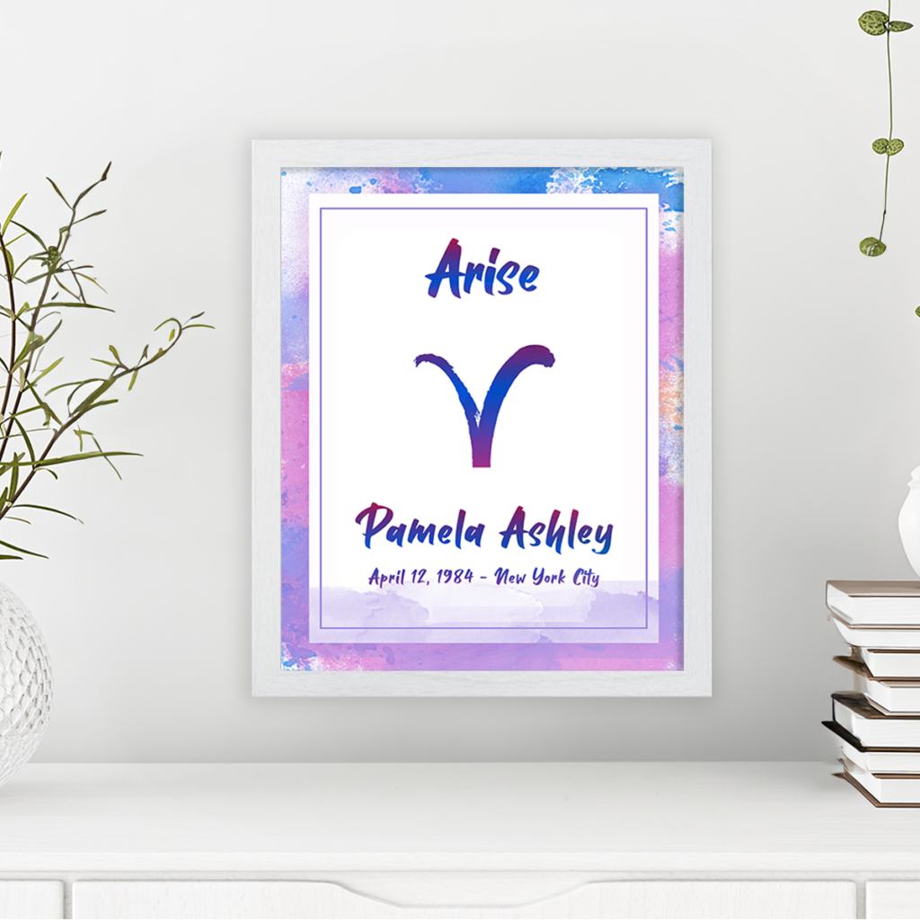 Aries horoscope poster white frame pallas collection