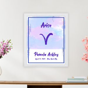 Aries astrology horoscope sign poster white frame pallas collection