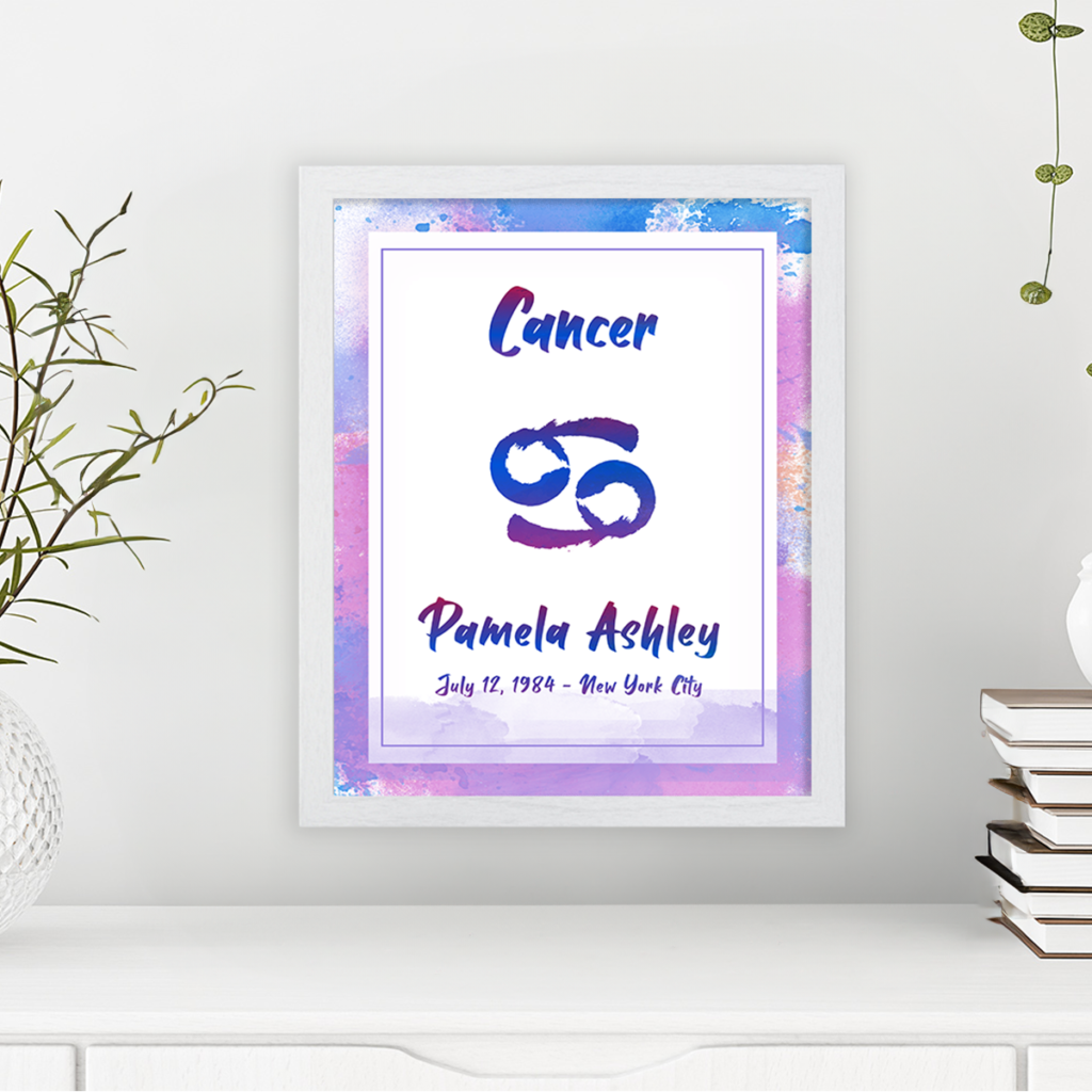 Cancer horoscope poster white frame pallas collection