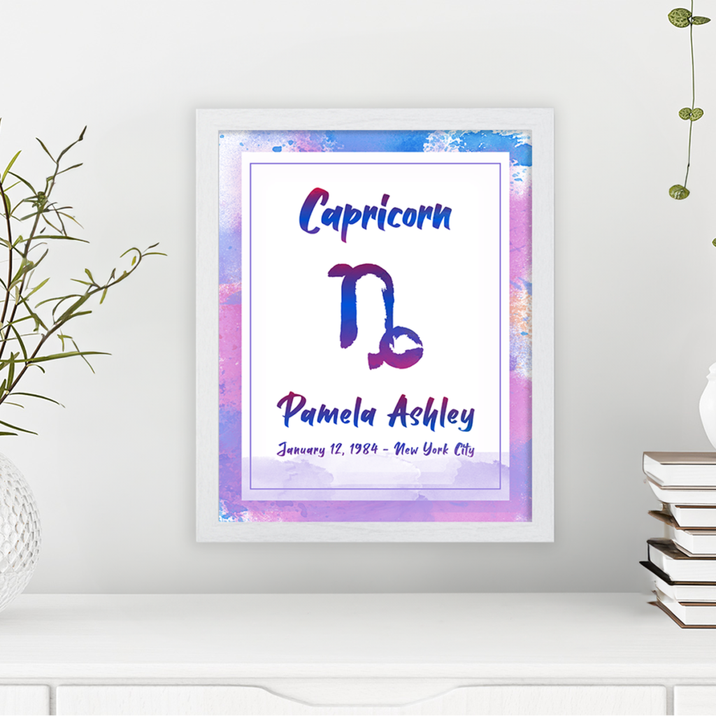 Capricorn horoscope poster white frame pallas collection