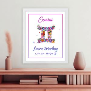 Gemini horoscope (astrology) sign poster white frame Ceres collection