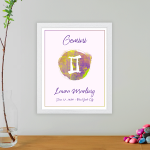 Gemini horoscope sign poster white frame Juno collection