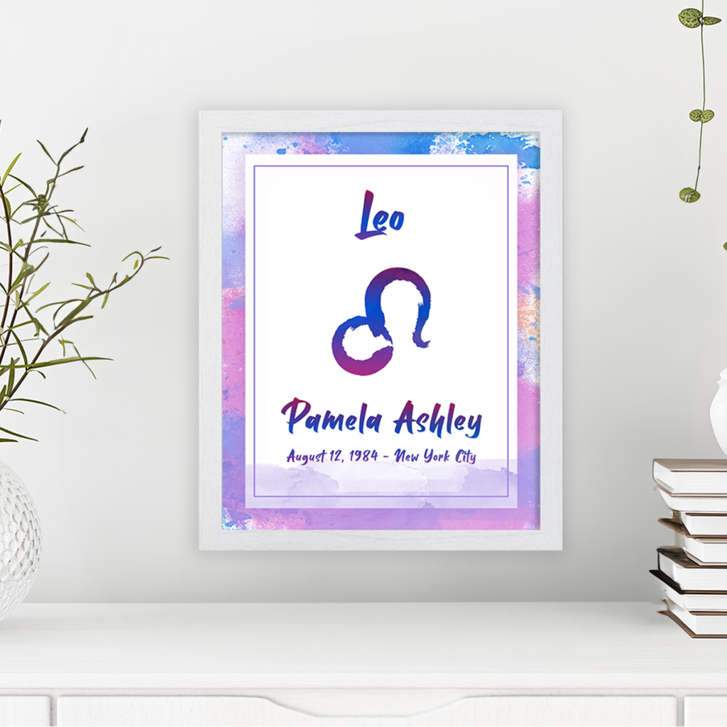 Leo horoscope poster white frame pallas collection
