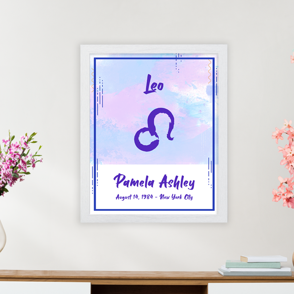 Leo astrology sign poster white frame pallas collection