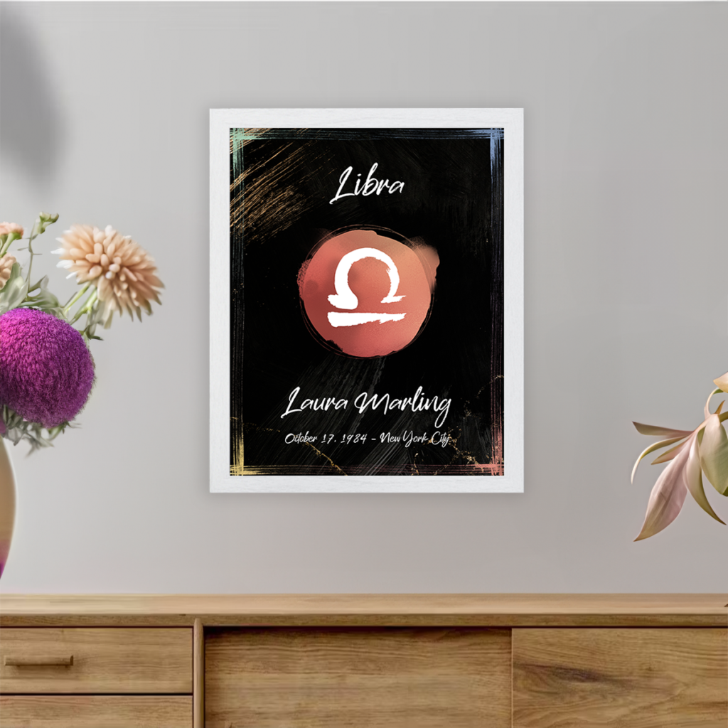 Libra astrology sign poster white frame Juno collection