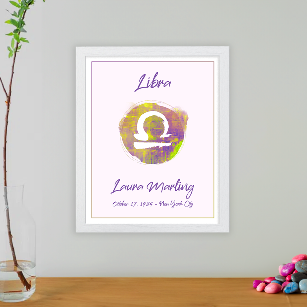 Libra horoscope sign poster white frame Juno collection