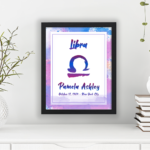 Libra horoscope poster black frame pallas collection