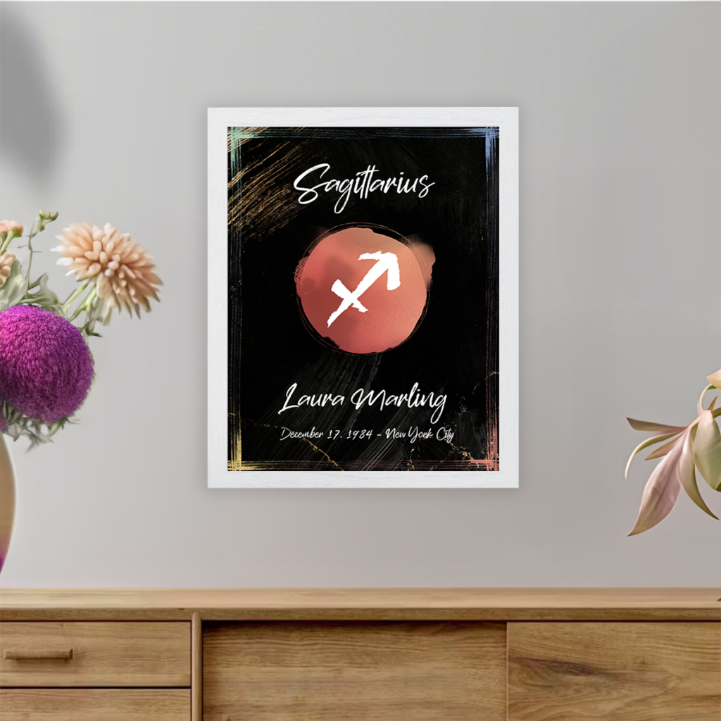 Sagittarius astrology sign poster white frame Juno collection