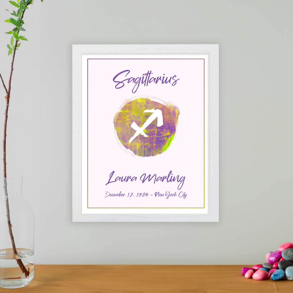 Sagittarius horoscope sign poster white frame Juno collection