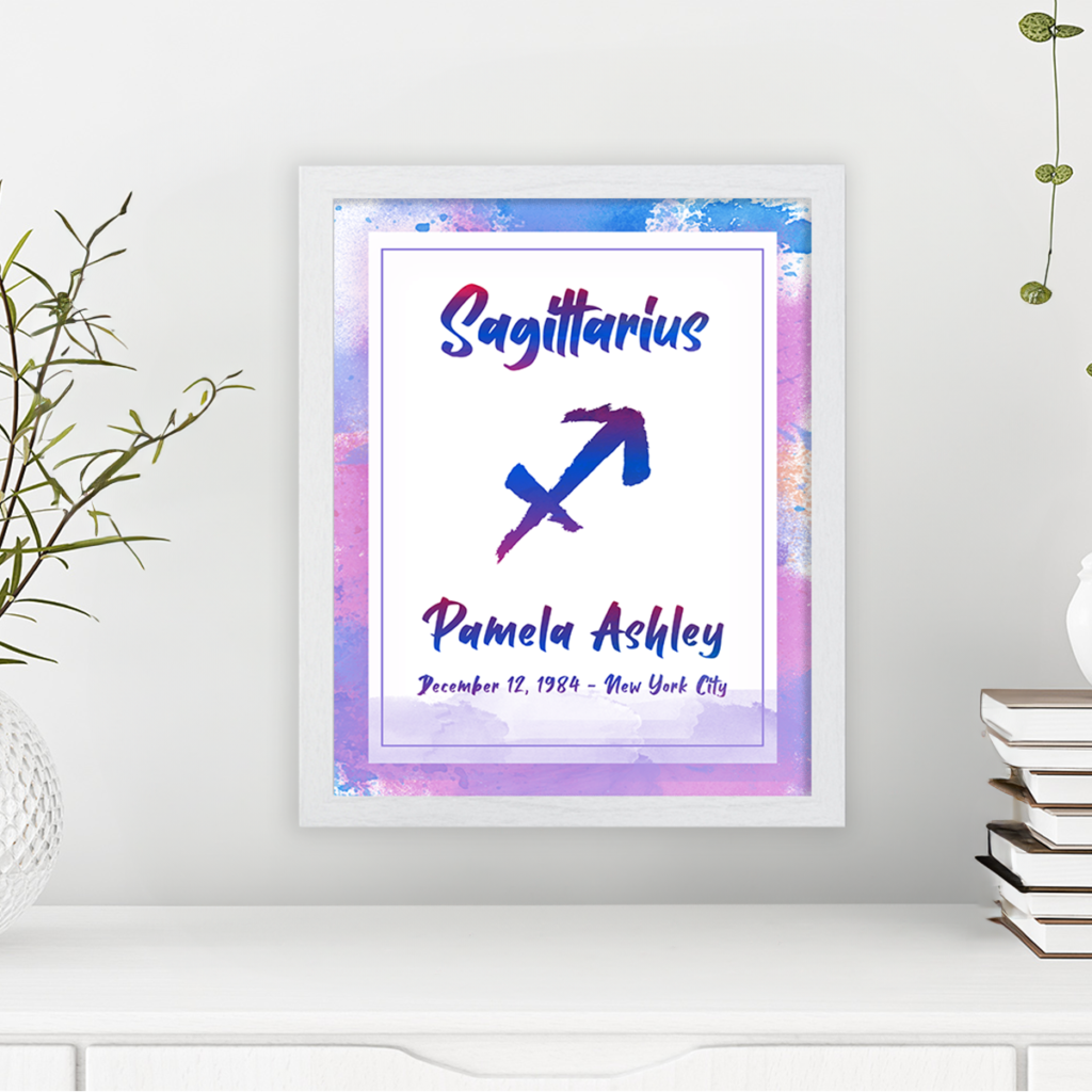 Sagittarius horoscope poster white frame pallas collection