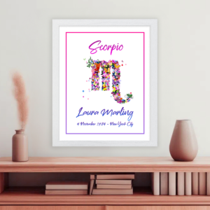 Scorpio horoscope (astrology) sign poster white frame Ceres collection