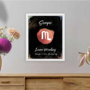 Scorpio astrology sign poster white frame Juno collection