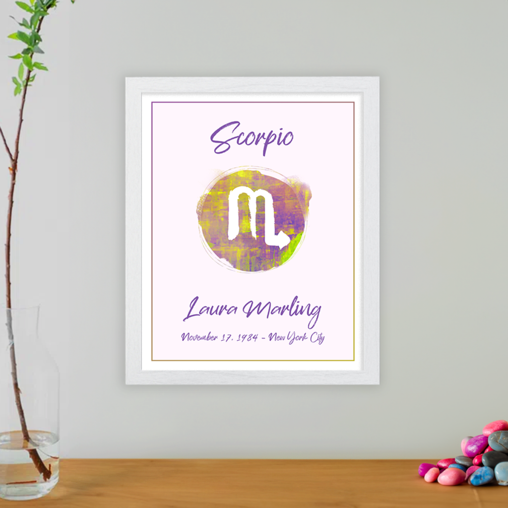 Scorpio horoscope sign poster white frame Juno collection