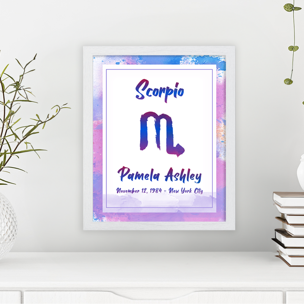 Scorpio horoscope poster white frame pallas collection