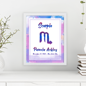 Scorpio horoscope poster white frame pallas collection
