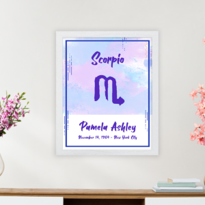 Scorpio astrology sign poster white frame pallas collection