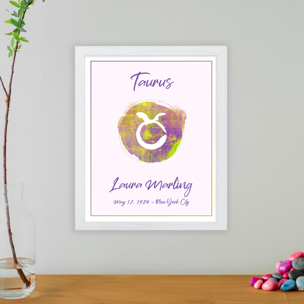 Taurus horoscope sign poster white frame Juno collection