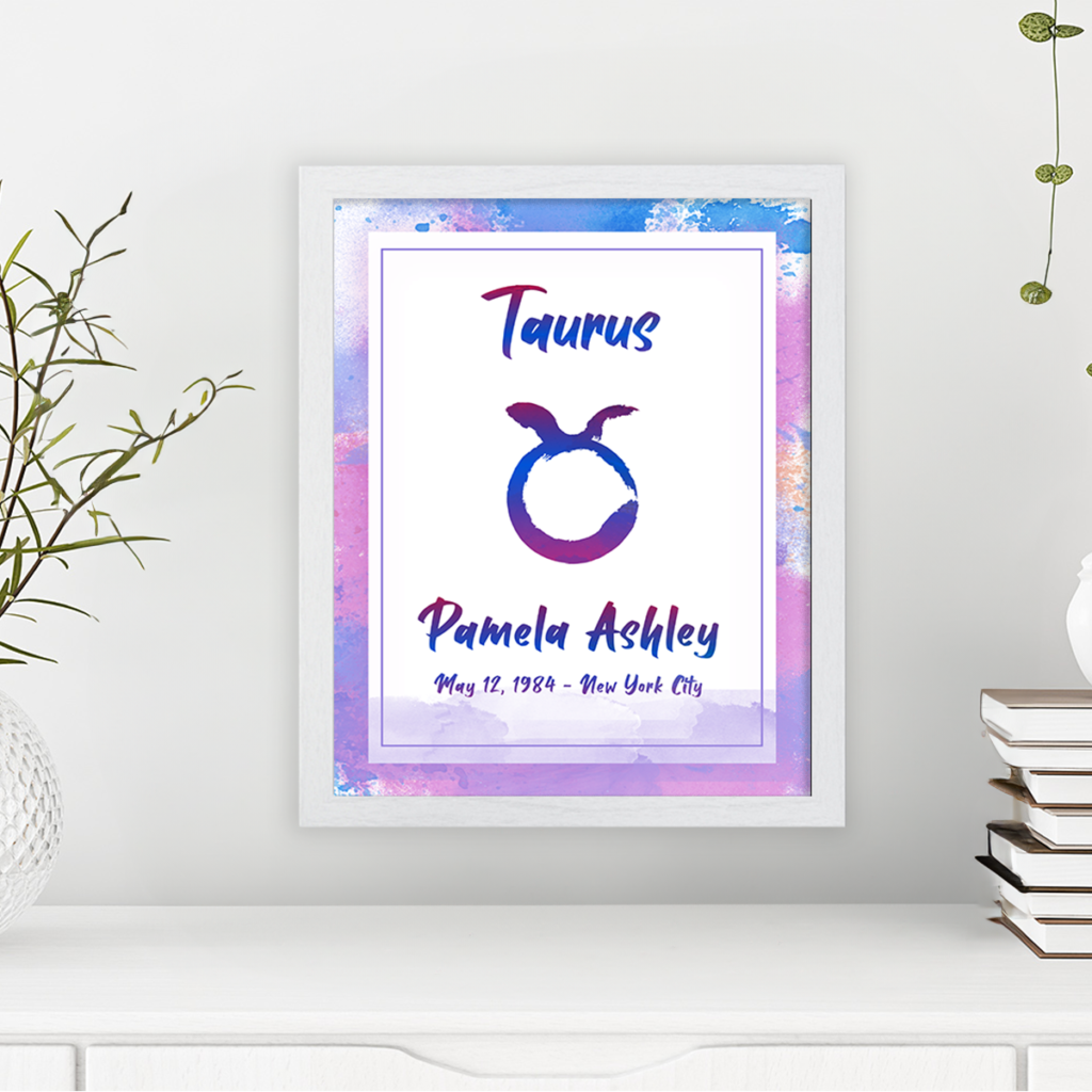 Taurus horoscope poster white frame pallas collection