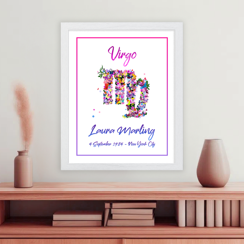 Virgo horoscope (astrology) sign poster white frame Ceres collection