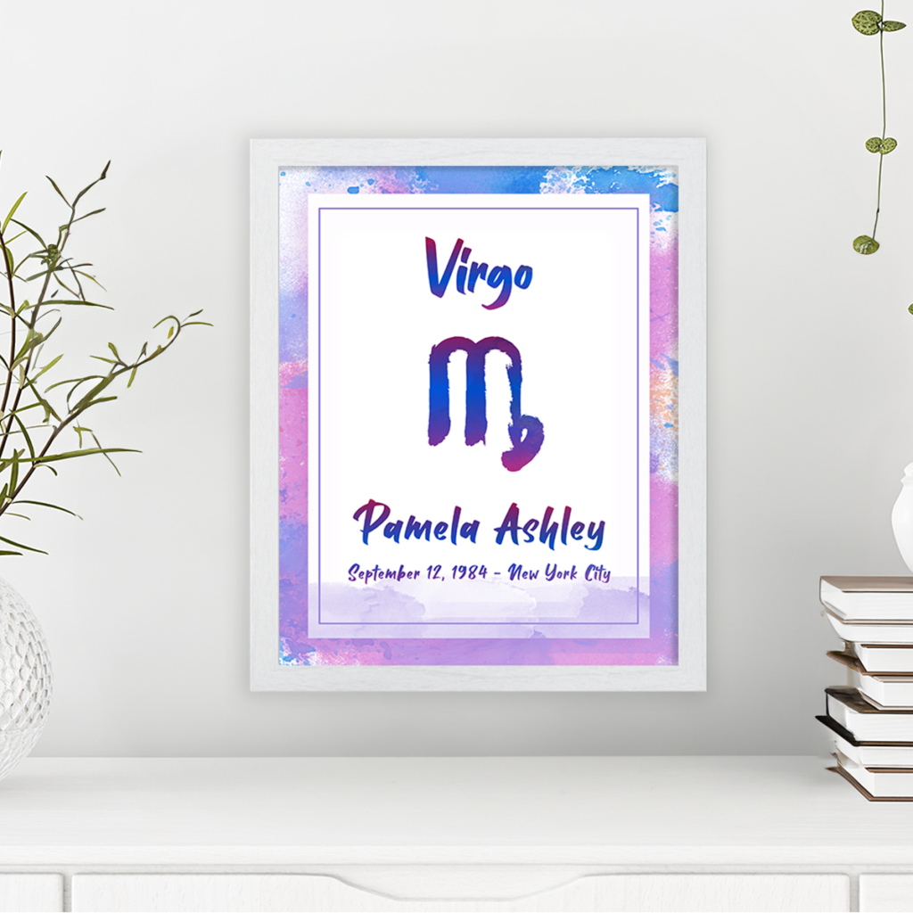 Virgo horoscope poster white frame pallas collection